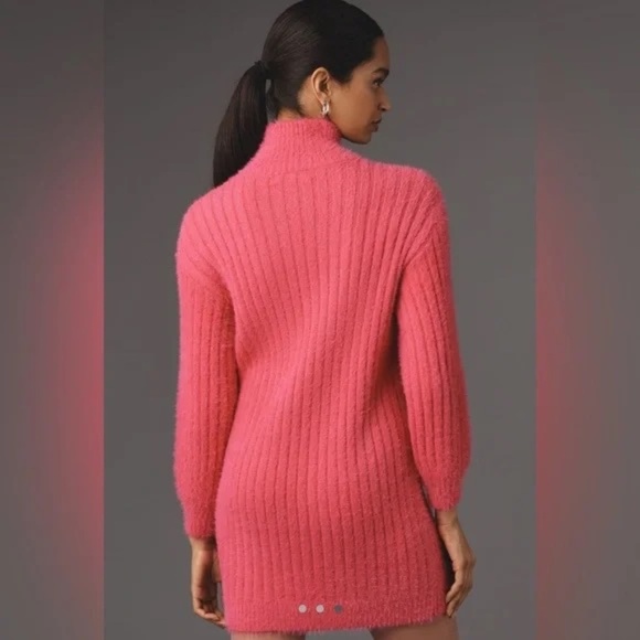 NWT Anthropologie Flat White Fuzzy Turtleneck Dress Small - Picture 3 of 7